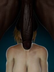 1boy 1girls 3d artist_request blonde_hair cock_on_face cock_worship dark-skinned_male dark_skin eggplant fellatio female huge_cock interracial lidia_sobieska light-skinned_female light_skin nude oral penis_on_face polish polish_female straight tekken tekken_8