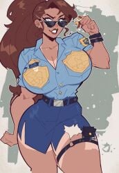 ai_generated big_breasts gwee huge_ass huge_breasts large_breasts police police_uniform policewoman thick thick_thighs