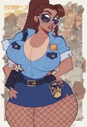 ai_generated big_breasts gwee huge_ass huge_breasts large_breasts police police_uniform policewoman thick thick_thighs