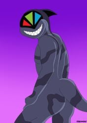 3_eyes alien anthro ass ben_10 cartoon_network ciel-wolf male multi_eye nude nude_anthro nude_male prisoner_775 purple_body reptile scalie solo tail