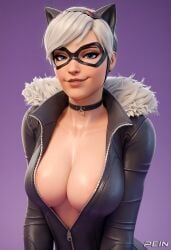 1girls 3d ai_generated animal_ears black_cat_(marvel) black_choker blue_eyes bodysuit breasts cat_ears choker cleavage collarbone domino_mask fake_animal_ears felicia_hardy fur_collar fur_trim large_breasts lips looking_at_viewer marvel marvel_comics mask nose parted_lips pein purple_background short_hair simple_background smile solo spider-man_(series) stable_diffusion unzipped upper_body white_hair zipper