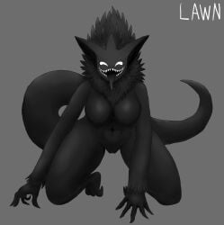 backrooms backrooms_creature belly big_ass big_breasts big_thighs black_body black_fur black_hair female female_only fluffy fluffy_ears fluffy_fur fluffy_hair fur furry furry_only glowing_eyes looming looming_over mah_lawn monster_girl nayami_(mah_lawn) neck_tuft nightmare_waifu original_character sharp_ears sharp_fangs sharp_fingernails sharp_teeth shiny_skin smile smiler smiler_(the_backrooms) smiley_face smooth_fur smooth_skin solo solo_anthro solo_female tagme tail tailwag teeth teeth_gap teeth_pointy teeth_showing teeth_visible the_backrooms thick thick_ass thick_hips thick_legs thick_tail thick_thighs tongue tongue_out white_eyes