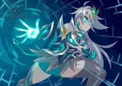 baku_yorozu blue_eyes breasts dress genderswap gloves kamen_rider kamen_rider_zeztz kamen_rider_zeztz_(series) long_gloves long_socks long_stockings otokam1117 power_up power_up_girl rule_63 stockings tagme thighs tokusatsu