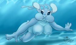 1girls angel_(lilo_and_stitch) breasts breath_holding disney female lilo_and_stitch naked nude pool solo swimming the-blub-meister underwater