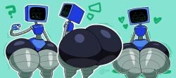 1girls ass_bigger_than_head blue_background breathotter bubble_butt female_focus female_only gigantic_ass huge_ass karen_plankton large_ass massive_ass nickelodeon robot robot_girl shiny_skin solo spongebob_squarepants thick_ass thick_legs thick_thighs tv_head wide_hips