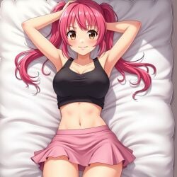 ai_generated amy_aruha amy_plie armpits grand_chase grandchase navel pink_hair thighs