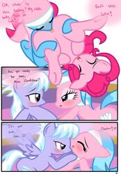 aloe_(mlp) cloud_chaser_(mlp) earth_pony equine female female_only friendship_is_magic fur horse licking lotus_blossom multiple_females my_little_pony pegasus pinkie_pie_(mlp) pony pussy pyruvate sex straight_hair tongue wings yuri