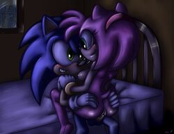 amy_rose anthro ass bed blue_hair bluechika female green_eyes hair hedgehog male married nude penetration penis pink_hair pussy sega sex smile sonic_(series) sonic_the_hedgehog sonictopfan straight vaginal_penetration