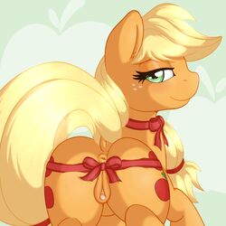 1girls animal animated anus applejack_(mlp) equine female female_only friendship_is_magic furry horse looking_at_viewer looking_back my_little_pony ponut pony presenting_hindquarters pussy ratofdrawn rear_view smooth_skin