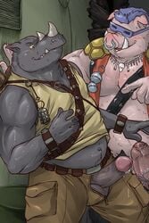 2boys all_male bald balls ballsack barrel bebop beefy belt biceps big_penis blush boar body_hair bone building chubby city clothes cum_on_penis cum_string ear_piercing earrings erect_penis erection eyeswear facial_piercing foreskin furry gay glasses grey_skin hait half_nude happy horns humanoid_penis intact jewelry male male_only manly masculine mature_male mohawk_(hairstyle) muscles muscular_male navel necklace nose_piercing nose_ring open_mouth open_pants outdoors pants partially_retracted_foreskin pecs penis penis_out piercing pink_penis pink_skin pocket pointing pointy_ears porcine precum precum_drip pubes pubic_hair purple_hair raised_arm red_penis retracted_foreskin rhinoceros rocksteady scrotum septum_piercing shadow sharp_teeth shiny shirt short_hair size_difference skull smile spread_legs spreading standing strap tank_top teenage_mutant_ninja_turtles teeth testicles thick_penis tongue tusks uncut unknown_artist vein veiny_penis vest wire wood wristband yaoi yellow_eyes zipper