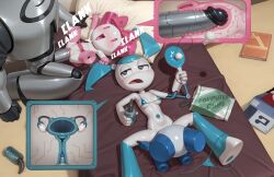 absurd_res ai_assisted android bed bikini bikini_bottom bikini_top blue_body bottomwear bow_(feature) bow_ribbon clothed clothing female foursome furniture genitals group group_sex hair hi_res humanoid jenny_wakeman machine male male/female metallic_body mootcookie_(artist) my_life_as_a_teenage_robot nickelodeon not_furry oil paddle_ball penetration penis pussy robot robot_humanoid robotboy robotboy_(character) robotgirl_(robotboy) sex swimwear two-piece_swimsuit vulva white_body x-ray_view