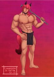 artist_logo artist_name artist_signature bara gay goth goth_boy hunbuhns loincloth loincloth_only male muscular muscular_male original_character pipe tagme tagme_(artist) yaoi