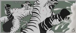 2023 animal_genitalia animal_penis anthro artist_logo balls belly big_balls big_belly big_penis black_body bodily_fluids cock_vore colored cum cum_vore dialogue digestion equid equine erection fatal fur genital_fluids genitals hi_res huge_balls huge_cock hyper hyper_balls hyper_penis logo male male_pred mammal nipples nude nude_male nude_pred penile penis precum simple_background solo talking_to_prey vore zeanlain zebra