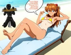 2girls ai_generated armpits asphyxiation asuka_langley_sohryu barefoot bdsm_gear beach bikini bikini_girl bondage bondage_gear breasts chaise_lounge clavicle crossed_legs day dominant dominant_female_submissive_female domination english_text enjoying feet female femdom foot_fetish gold_bikini golden_bikini hair_ornament hairclip happy happy_dom heat hot_weather human_furniture humiliation ice_cream latex latex_skinsuit legs legs_crossed long_hair looking_at_viewer loser medium_breasts micro_bikini multiple_females multiple_girls navel neon_genesis_evangelion ocean outdoors pillow rei_ayanami relaxed relaxing restrained sadistic_female sand sexy sexy_body sexy_pose sky slave slave_outfit smile smiling_at_viewer speaking suffering suffocation sunbathing talking talking_to_another tanline tanlines tanned_female tease teasing thighs toes torment torture tsundere winner