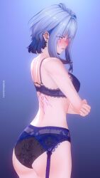 1girl 1girls 2026 3d 3d_(artwork) abilfloridaarts angry angry_expression artist_name ass bangs black_panties blue_hair blue_lingerie blushing breasts crossed_arms earrings female galbrena_(wuthering_waves) garter_straps jpeg light_skin lingerie looking_at_viewer looking_back open_mouth partially_clothed pink_eyes short_hair standing tagme white_skin wuthering_waves