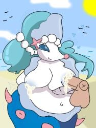 2d 2d_(artwork) breast_penetration breasts mermaid pokemon pokemon_(game) pokemon_(species) pokemon_sm primarina sea seaside thatsexyrat water water_type