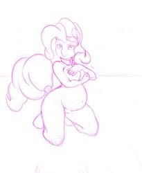 anthro breasts collar dock exwolf85 female friendship_is_magic monochrome my_little_pony piercing pink pinkie_pie_(mlp) pregnant sketch