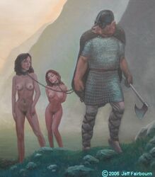 1boy 2girls anthro anthro_on_human armor arms_behind_back axe bear bitch_taken_for_walk breasts captive capture chain chain_leash chainmail chains cmnf collar exposed_breasts faile35 female femsub fur furry helmet human imminent_rape interspecies jeff_fairbourn leash leashed male maledom medieval_armour metal_collar multiple_subs norse nude outdoors outside pussy sex_slave slave slave_collar spangenhelm spoils_of_war viking walk_of_shame walking