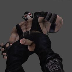 1boy 3d balls bane bara batman_(series) body_hair chest_hair dc flaccid injustice:_gods_among_us male male_only muscles penis solo ty-pow xnalara