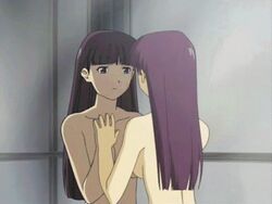 animated bath breasts kumiyama_shigeno mikagura_detective_agency screencap violet_hair