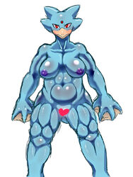 1girls abs breasts censored female female_only golduck gotobeido heart heart_censor muscles muscular muscular_female nintendo pokémon_(species) pokemon pokemon_(species) pokemon_rgby solo video_games