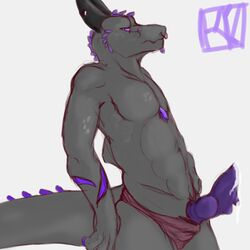 bumps cum cute dragon furry horn k0suna knot male male_only no_humans penis piercing solo