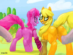 applejack_(mlp) friendship_is_magic horse horsecock my_little_pony pinkie_pie_(mlp) pony purevil smooth_skin