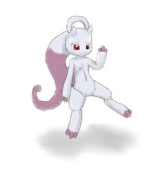 2013 female looking_at_viewer mega_evolution mega_mewtwo_y mewtwo nintendo nipples plain_background pokemon pokemon_(species) pussy solo video_games white_background zekromlover