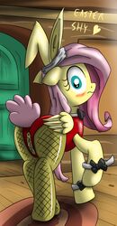 anus ass bunnysuit equine female fluttershy_(mlp) friendship_is_magic hair horse my_little_pony pantyhose pink_hair pony pussy straight_hair yellow_fur ziemniax