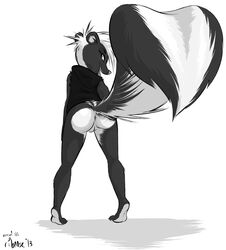 1girls 2d anus ass female furry hoodie presenting presenting_hindquarters pussy raised_tail ribnose skunk solo