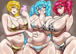 2d 2d_(artwork) 3girls ahoge akita_neru areola_slip areolae arm_under_breasts arms_behind_back ass ass_bigger_than_head ass_bigger_than_torso ass_visible_from_the_front barefoot belly big_ass big_belly big_breasts big_pussy big_thighs bikini blue_eyes blue_hair breast_size_difference breasts breasts_bigger_than_head breasts_bigger_than_torso cameltoe cleavage cow_print cow_print_bikini cropped_jacket curvaceous curvy curvy_female curvy_figure detached_collar enormous_breasts enormous_thighs eyelashes fanloid fat_ass fat_breasts fat_pussy fat_thighs female female_only full_body full_body_view gigantic_ass gigantic_breasts gigantic_thighs glistening glistening_body gold_bikini golden_bikini golden_week grey_background hair_ornament hairbow half-closed_eyes hand_on_face hand_on_hip hatsune_miku heart hearts_around_head hip_dips hips_wider_than_shoulders horny horny_female hourglass_figure huge_areolae huge_ass huge_breasts huge_pussy huge_thighs hyper hyper_breasts ineffective_clothing kasane_teto kasane_teto_(sv) kitanamaro12 large_areolae large_ass large_breasts large_thighs long_eyelashes looking_at_viewer massive_ass massive_breasts massive_thighs micro_bikini mocking mocking_viewer nail_polish navel open_mouth phone plump plump_ass plump_breasts plump_labia plump_pussy plump_thighs ponytail pussy pussy_bulge pussy_lips red_eyes red_hair removing_bikini seductive seductive_look seductive_smile shiny_skin simple_background skindentation slightly_chubby slightly_chubby_female smile smirk striped_bikini synthesizer_v thick_thighs thighhighs thighs thighs_bigger_than_head thighs_bigger_than_torso triangle_mouth triple_baka_(vocaloid) twin_drills twintails underboob utau vagina venus_body vocaloid voluptuous voluptuous_female wide_hips yellow_eyes yellow_hair