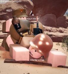 2026 2boys 3d 3d_(artwork) alternate_version_at_source alternate_version_available ass bent_over big_ass big_butt black_hair blonde_hair boots bubble_ass bubble_butt bushes cap clothed combat curvaceous curvy day desert dialogue dirt dirt_on_face dirty dirty_face dumptruck_ass english_text erich_kraus field_cap firearm foliage friends frown fully_clothed funny gay gay_denial gear german_male grass gun gun_between_ass hat helmet huge_ass huge_butt karl_hartmann knee_boots male male/male male_only massive_ass military military_cap military_clothing military_hat military_uniform original_character original_characters outside panzerjungen reloading reluctant rifle roblox robloxian rocks safari_shirt sand shell_casing shirt shorts smoke smoking_gun sweat sweaty tan_shirt text thick thick_ass thick_thighs tree trees twitter_username voluptuous weapon webbing wide_hips yaoi
