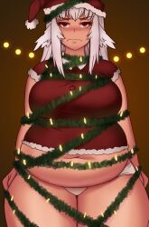 1girls bbw belly_overhang big_belly big_female blush blushing christmas christmas_clothing christmas_outfit chub chubby chubby_female embarrassed fat fat_ass fat_belly fat_female fat_fetish fat_girl fat_woman fatty female female_only kipteitei large_female obese obese_female overweight overweight_female pig plump pork_chop sidney_(kipteitei) solo thick_thighs tubby weight_gain