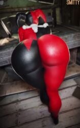 1boy 1girls 3d animated ass_focus batman_(series) big_ass big_booty breedable_hips clown clown_girl dc dc_comics fat_ass female harley_quinn harley_quinn_(classic) harley_quinn_(injustice) huge_ass injustice_2 jester jester_hat latex latex_suit male mesmerizing_ass slapping_ass smacking_ass smitty34 spanking tagme thick_thighs video