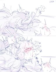 2girls faust_(limbus_company) female female_only grabbing_horns handlebars ishmael_(limbus_company) limbus_company offscreen_character project_moon sketch tagme yuri