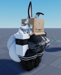 3d arm_bands baseplate big_tail black_and_white_clothing black_and_white_stockings box_head breasts bunny_ears clothed furry huge_ass pawpawmawmeow roblox roblox_avatar roblox_studio robloxian tagme thighs white_body white_hair white_skin