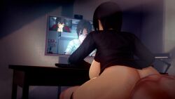 2boys 3d animated ass big_ass braids breasts breasts_out brother_and_sister_(lore) calling computer computer_monitor curvaceous curvaceous_body curvaceous_female curvaceous_figure curvy curvy_body curvy_female curvy_figure female from_behind haruto_rose hongcha03 huge_ass johan_evans koikatsu light-skinned_female light-skinned_male light_skin muscular muscular_male naomi_rose no_sound nude nude_male original original_characters pants_down pants_pull riding riding_penis short_video shorter_than_30_seconds spidey-dude tagme track_jacket twintails video video_call voluptuous voluptuous_body voluptuous_female webcam yoga_pants