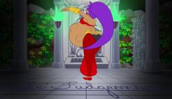 1girls animated baby_kicking belly_dancer belly_dancer_outfit belly_dancing belly_expansion big_ass casual casual_pregnancy clothing dancing dark_skin female fetal_movement growing happy human hyper_pregnancy magic music pregnant pregnant_female purple_hair rapid_pregnancy ruins shantae shantae_(character) smile sound statue tagme thefudgeman video wayforward
