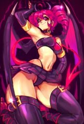 1girls 2d 2d_(artwork) ahoge armpits arms_up belly big_thighs boots breasts chinesename choker collar curvaceous curvy curvy_female curvy_figure demon demon_girl demon_horns demon_tail demon_wings eyelashes female female_only g-string high-waisted_thong high_waisted_thong horns huge_thighs ineffective_clothing ineffective_skirt kasane_teto large_thighs latex long_eyelashes looking_at_viewer low-angle_view makeup medium_breasts microskirt miniskirt navel panties partially_visible_vulva perky_breasts petite petite_body petite_female pose posing red_eyes red_hair shiny_skin skimpy skimpy_clothes skinny skinny_female skirt slim_girl slim_waist smile solo solo_female succubus tail thick_thighs thighhigh_boots thighhighs thighs thong twin_drills utau vulva wide_hips wings