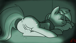 anus bed cradeelcin cum cutie_mark equine friendship_is_magic horn horse lyra_heartstrings_(mlp) my_little_pony night_vision pillow pony pussy smile unicorn