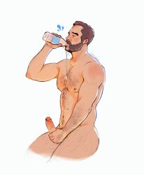 bara beard boner call_of_duty captain_price cock daddy dick dilf drinking_water erection grabbing_penis john_price male male_only penis solo tamagoart water water_dripping water_drop