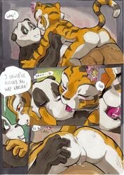 anthro better_late_than_never comic daigaijin english_text feline fur furry kung_fu_panda master_po_ping master_tigress nude page_142 panda pussy pussy_juice tiger