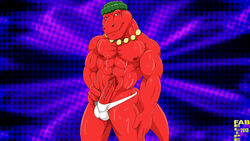 2013 abs anthro balls biceps bulge dinosaur dj_mixer fabfelipe hat looking_at_viewer male male_only muscles necklace pecs penis pose scalie solo speedo thong tyrannosaurus_rex uncut underwear