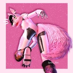 1:1 2022 3d absurd_res animatronic anthro anus big_breasts black_hair border breasts canid canine cinema_4d_(artwork) claws clothing digital_media_(artwork) ear_piercing ear_ring facial_piercing fan_character female five_nights_at_freddy's fluffy fluffy_tail fox fox23space genitals hair hi_res laura_(fox23space) leg_warmers legwear looking_at_viewer looking_back looking_back_at_viewer machine mammal nipple_piercing nipples nose_piercing nude nude_anthro nude_female open_mouth outside_border piercing pink_background pink_nipples pussy rear_view red_anus red_pussy ring_piercing robot robot_anthro running scottgames sharp_teeth side_boob simple_background solo spread_legs spreading surprised_expression tail teeth watermark white_border yellow_eyes