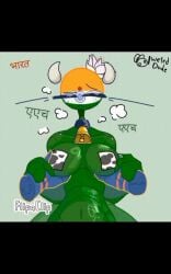 1boy 1girls 4_arms animated artist_name bell bell_collar countryhumans countryhumans_girl covered_nipples cow_girl cow_horns cow_print flipaclip flower flower_on_head hindi_text india_(countryhumans) long_eyelashes multi_arm text watermark we1rd_dude