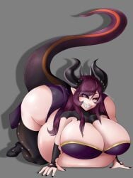 1futa ass ass_focus big_ass big_breasts breasts chubby chubby_female dragon_girl dragon_horns dragon_humanoid dragon_tail futanari omegabean penis purple_hair tail valera_pythera vore vtuber