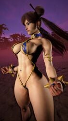 1girls 3d beach bikini bracelet brown_hair brutalace capcom chun-li large_breasts makeup mod monokini screenshotboy96 solo solo_female street_fighter street_fighter_6 tagme twintails