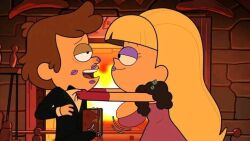 accurate_art_style big_breasts blonde_female blonde_hair breasts dipper_pines disney disney_channel edit erection gravity_falls kira_not_l lipstick pacifica_northwest screenshot_edit