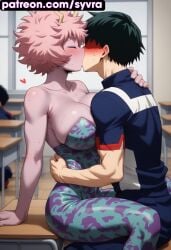 ai_generated ashido_mina big_ass big_breasts boku_no_hero_academia hero_outfit_(mha) huge_breasts kissing mina_ashido my_hero_academia ryuuziken01