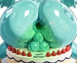 ai_generated big_balls farting farting_on_food loose_anus pokemon regice sitting_on_cake thick_ass